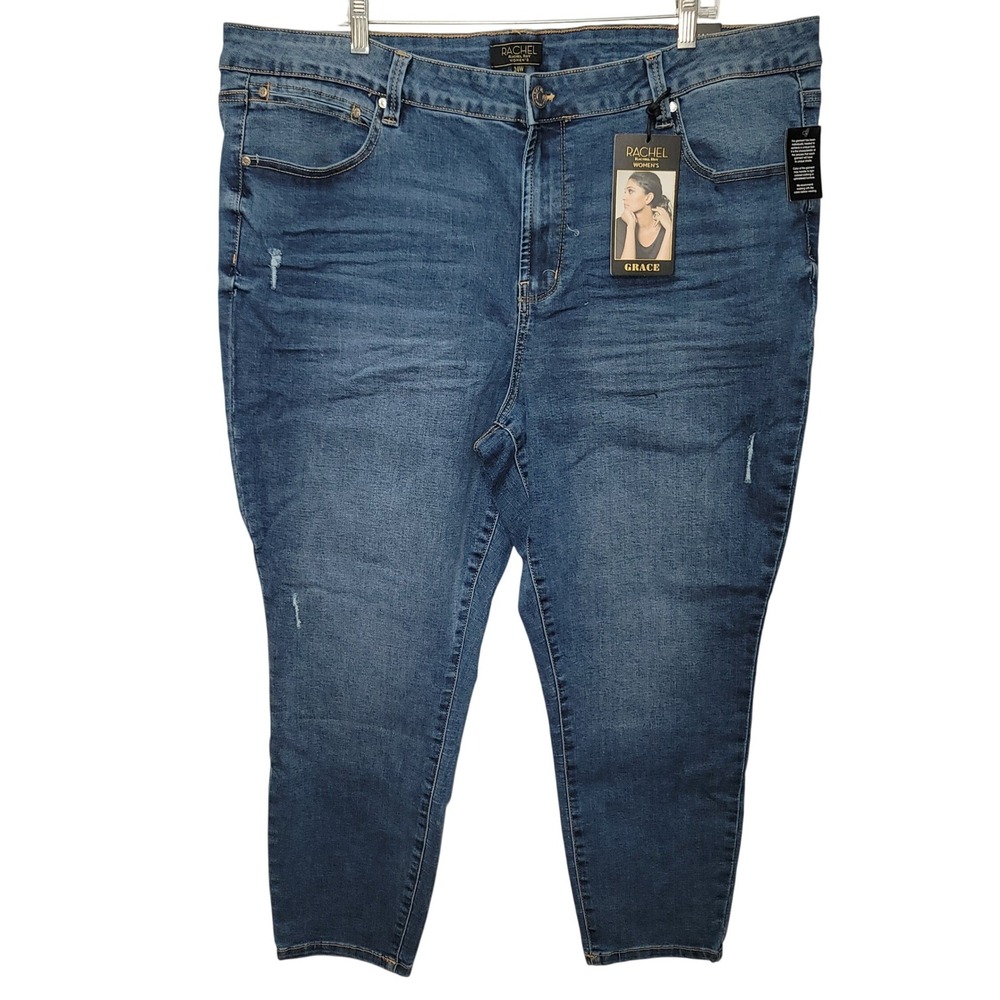Rachel Roy Grace Ankle Skinny Jeans Women 24W Blue Mid Rise Distressed Boho Chic